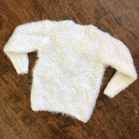 Lolilal Girl’s White Sparkle Fluffy Sweater - Picture 4 of 5